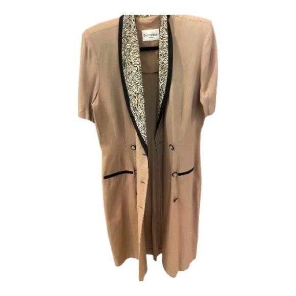 Vintage Danny & Nicole Double Breasted Zebra Print Collar Tan Dress. - Picture 4 of 11
